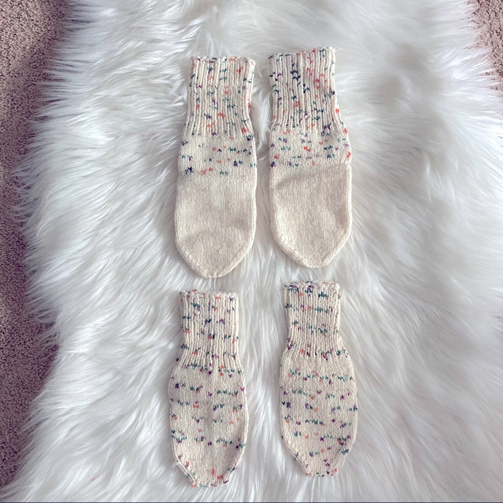 Handmade Ribbed Knit Winter Woolen Socks - 2 pairs